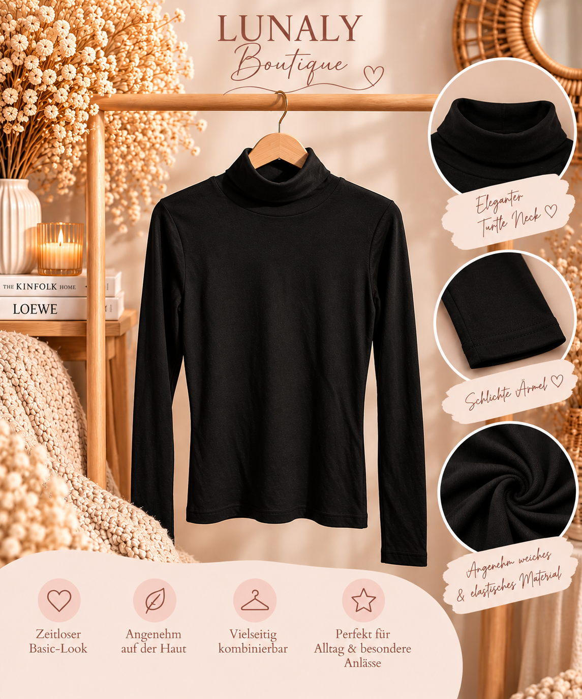 Luna Elegance Rollkragenpullover – Timeless Chic 🖤✨
