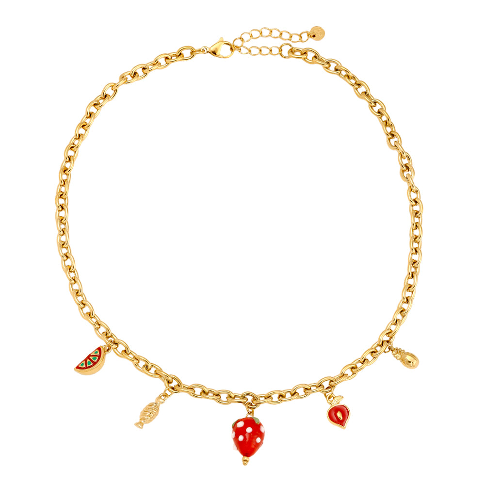 Strawberry Charm Kette Gold