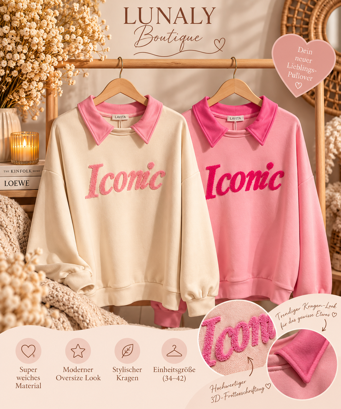 Iconic Love Sweater – Cozy Chic mit Kragen 💗✨