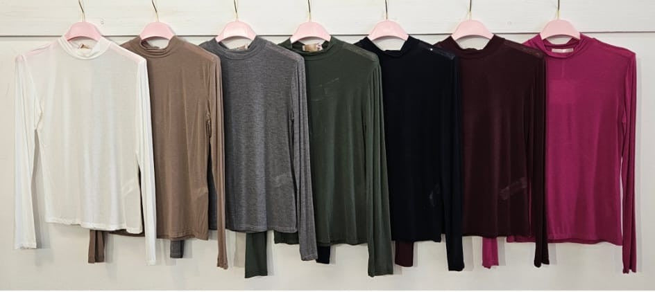 Kaschmir Longsleeve dünn mit Stehkragen - Kathi
