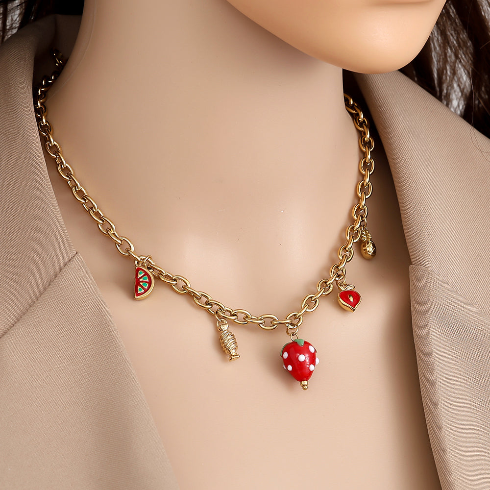 Strawberry Charm Kette Gold