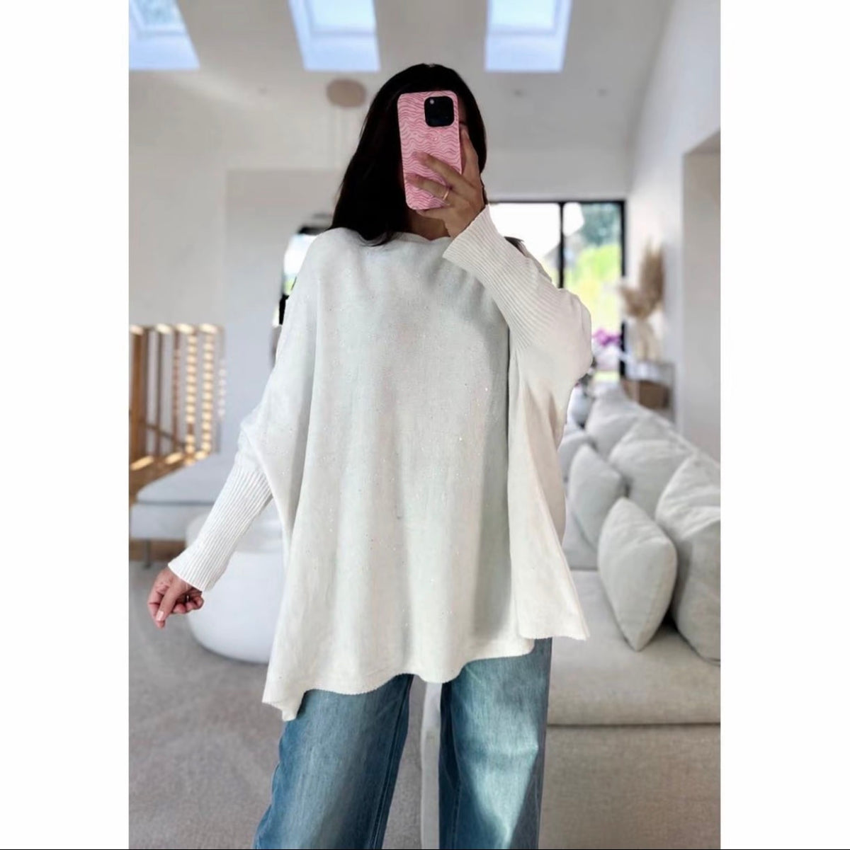 Glitzer Oversize Strickpullover Greta