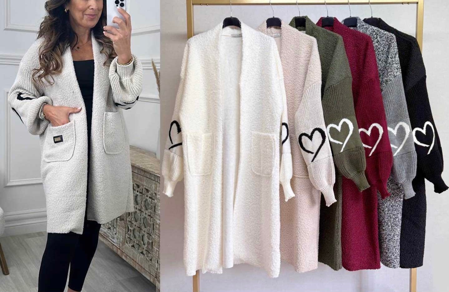 Hearts Strickjacke lang