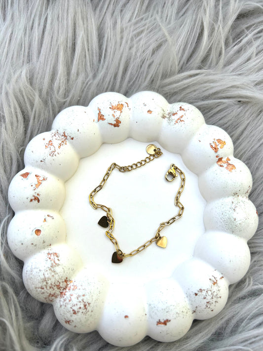 Triple Hearts Armband Gold