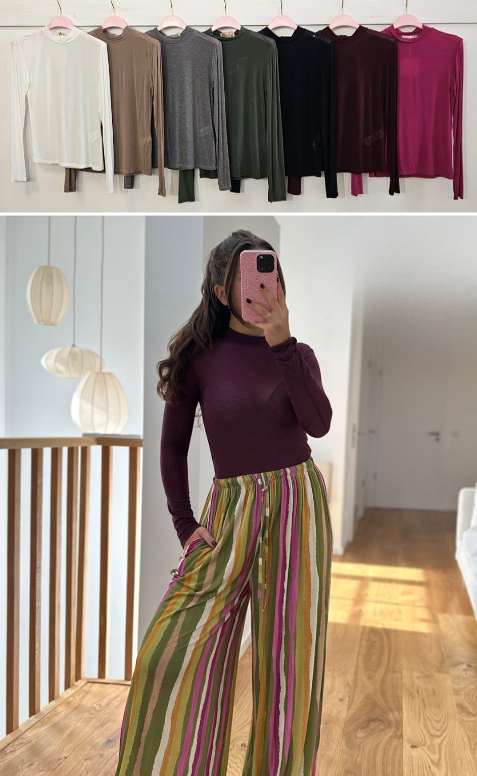 Kaschmir Longsleeve dünn mit Stehkragen - Kathi