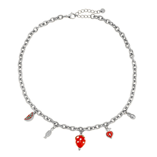 Strawberry Charm Kette Silber