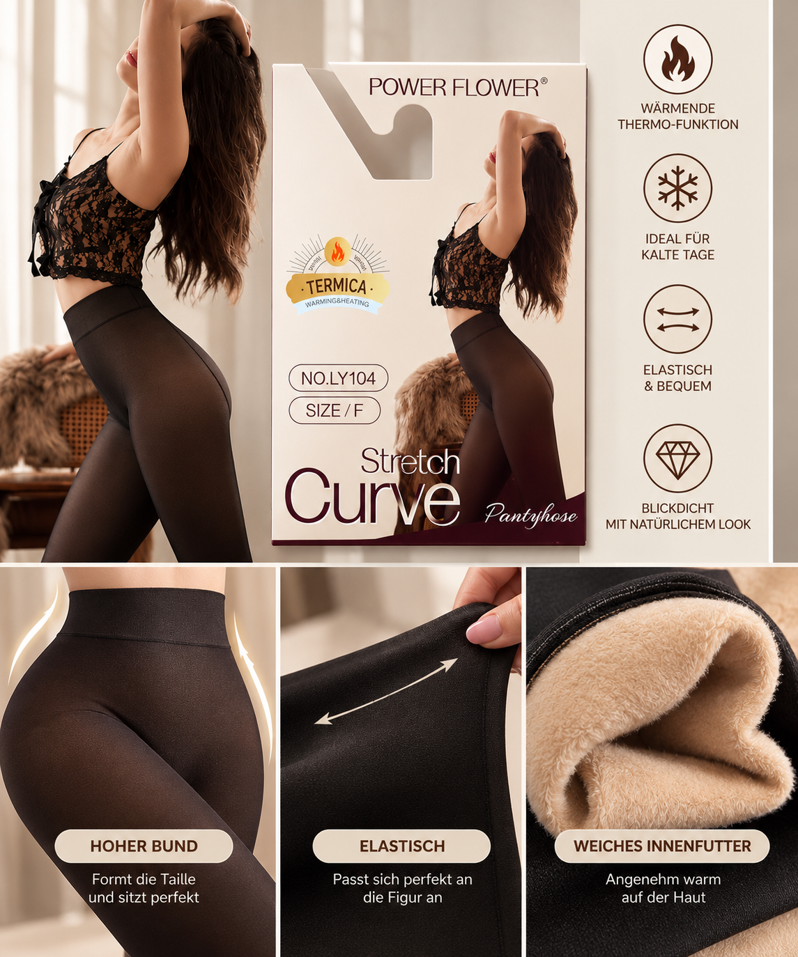 CLARA - Cozy Curve Thermo Strumpfhose gefüttert