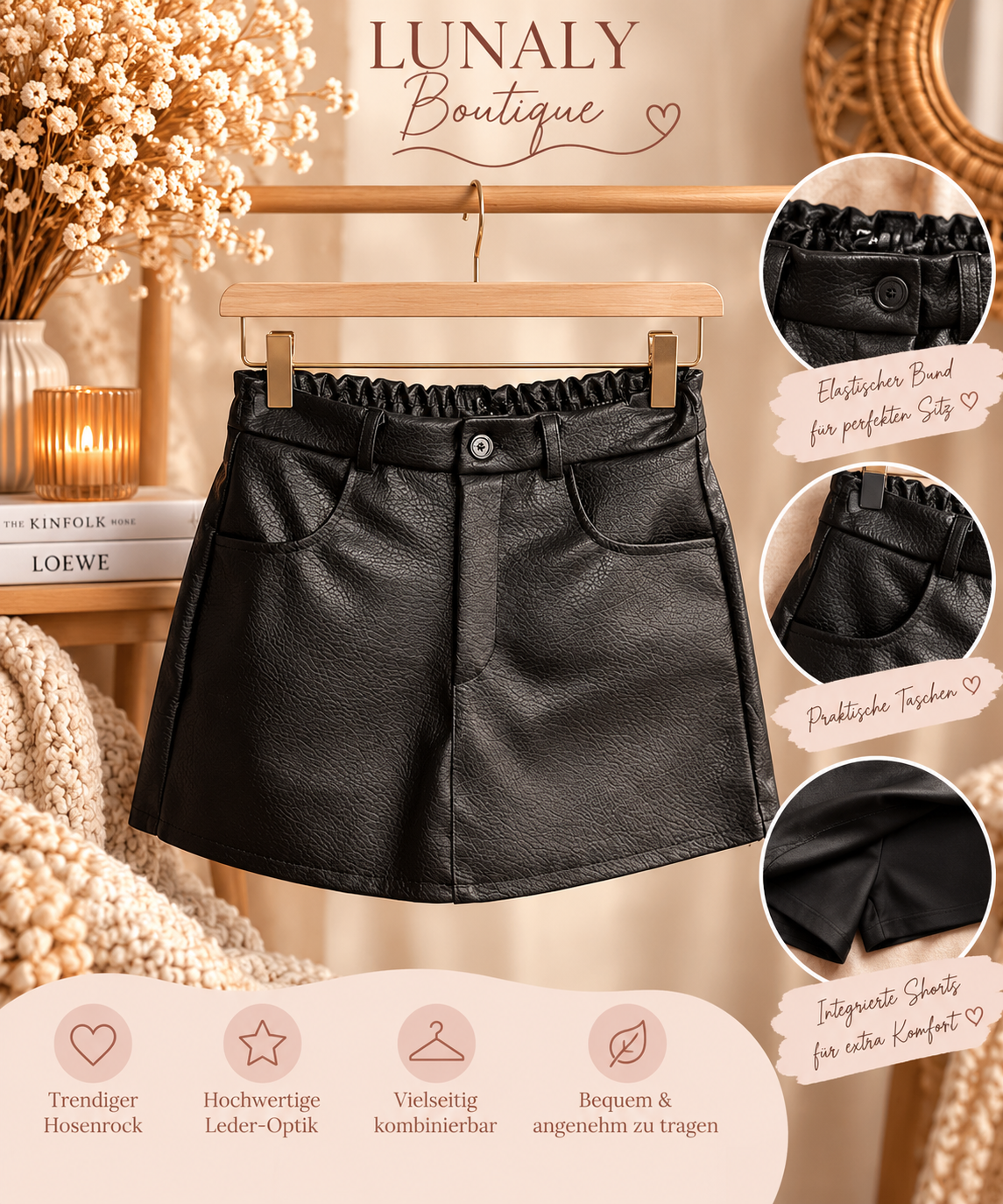Luna Leather Skort – Chic & Comfy 🖤✨