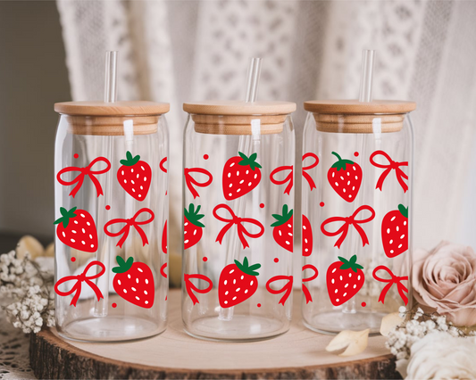Strawberrys and Bows Bambusglas