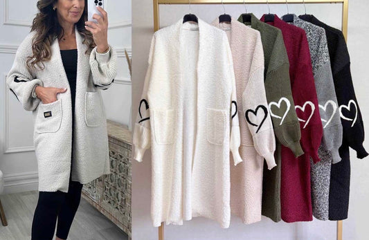 Hearts Strickjacke lang