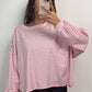 Small Stripes Sweatshirt pink x weiß