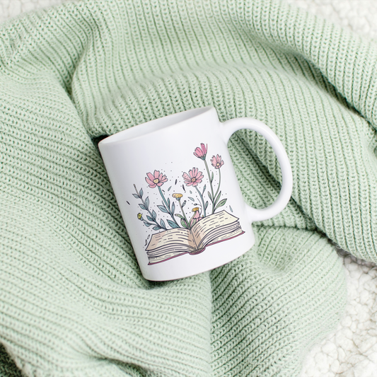 Open Flower Book Tasse