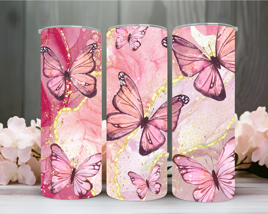 Butterfly Sparkle Rosa Thermobecher